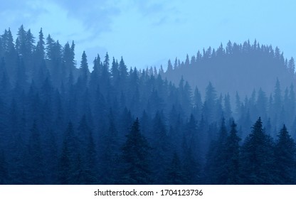 CG Cloudy Forest With Blue Tone