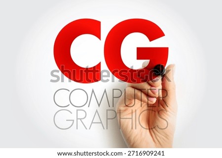 CG Computer Graphics concept with hand holding marker, showing digital art, visual design, 3D modeling, rendering, and creative media production for animation and simulation