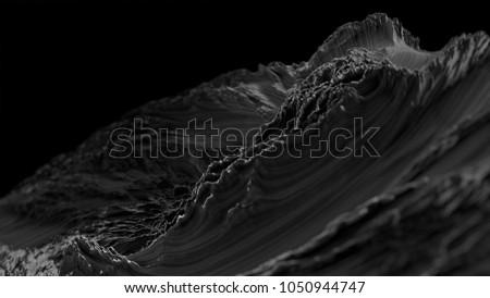 CG Fractal abstract background shape. Black and white.
