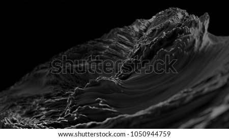 CG Fractal abstract background shape. Black and white.