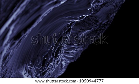 CG Fractal abstract background shape with depth of field. Blue Color.