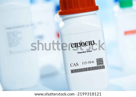 CH3OCH3 dimethyl ether CAS 115-10-6 chemical substance in white plastic laboratory packaging