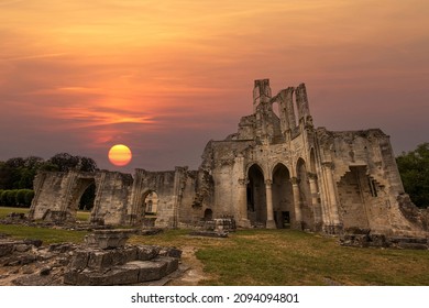 CHAALIS, FRANCE, JULY 24, 2016 : Ruins of Chaalis abbey, july 24, 2016 in Chaalis, France