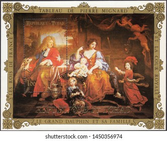 CHAD - CIRCA 1971: A Stamp Printed In Republic Of Chad, Shows French Royal Dynasties, The Great Dauphin And The Family. Painting By Pierre Mignard, Circa 1971