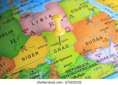 Chad Pinned On A Map Of Africa