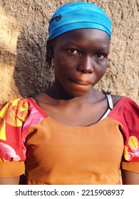 Chad, Sahel, Africa, August 5 2020, Portrait Of A Black African Muslim Girl In A Village In The Sahel