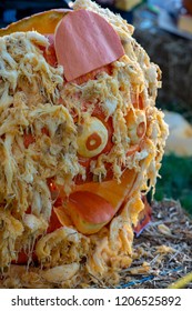 CHADDS FORD, PA - OCTOBER 18: Gritty The New Philadelphia Flyer's Mascot At The Great Pumpkin Carve Carving Contest On October 18, 2018