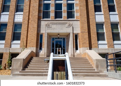 Chadron, Nebraska - July 25, 2014: The Entrance To The Dawes County Courthouse