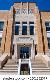 Chadron, Nebraska - July 25, 2014: The Front Entrance To The Dawes County Courthouse