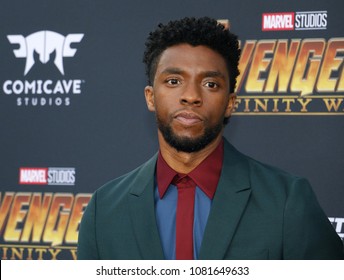 Chadwick Boseman at the premiere of Disney and Marvel's 'Avengers: Infinity War' held at the El Capitan Theatre in Hollywood, USA on April 23, 2018.