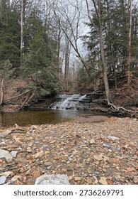 Chagrin River waterfall in the fall