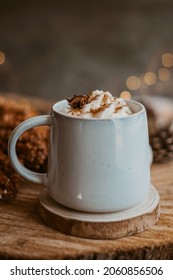 Chai Latte With Whipped Cream On Top. 