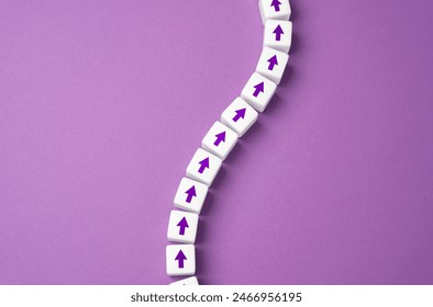 A chain of arrows. Move forward. Step by step. Set a target and find ways to achieve it. Motivation, self-development. New opportunities. Pave way.