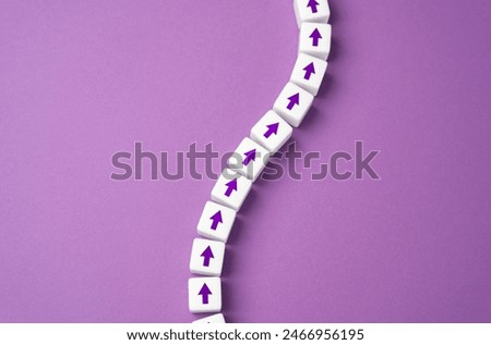 A chain of arrows. Move forward. Step by step. Set a target and find ways to achieve it. Motivation, self-development. New opportunities. Pave way.