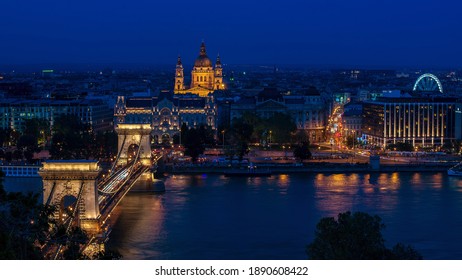 The Széchenyi Chain Bridge In Budapest By Night