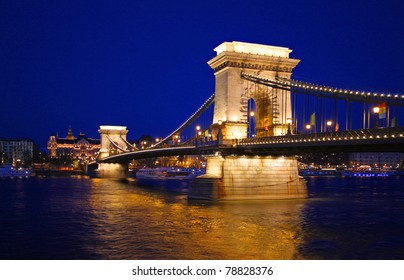 Széchenyi Chain Bridge In Budapest, Hungary