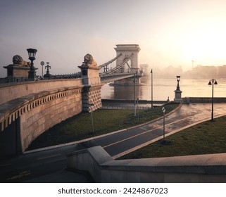 Chain Bridge in the morning, Budapest, Hungary - Powered by Shutterstock