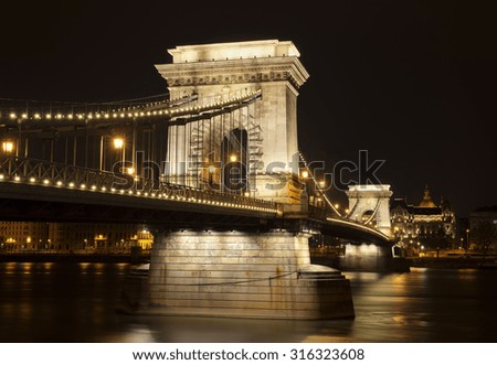 Similar – Image, Stock Photo Chain Bridge and St. Stephen´s Cathedral at night