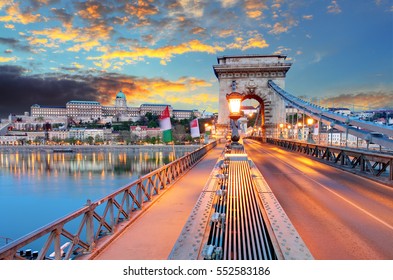 Chain Bridge, Royal Palace and the Danube River in Budapest - Powered by Shutterstock