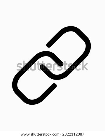 Chain link icon representing hyperlink, URL, connection, networking, sharing, and digital communication. Isolated on white background.