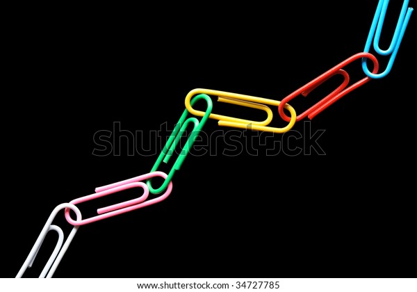 Chain Made Multicolored Paper Clips On Stock Photo (Edit Now) 34727785