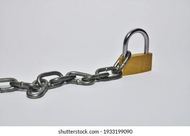 Chain With Padlock And White Background