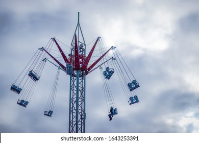 Chain Swing Ride In Amusement Park