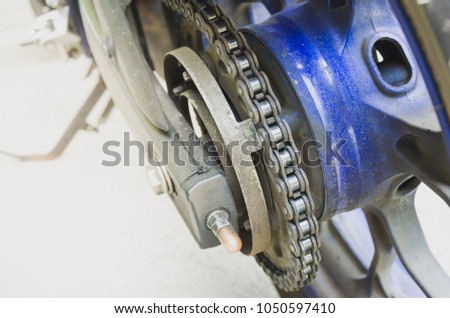 Chain  and Tyre Big bike - Closeup Chain of Bigbike