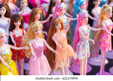 CHAINGRAI - MARCH  4 : Dolls are shown for sale at open market zone on  March 4, 2015 in Chaingrai, Thailand.