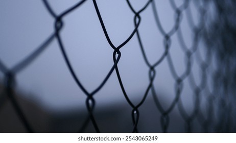 Chain-link mesh close-up, metal fencing, fog, pattern - Powered by Shutterstock