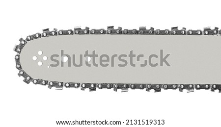 Chainsaw Blade With Chain Close Up Isolated