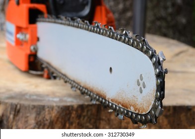 chainsaw on the stump