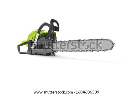 Chainsaw on white background, including clipping path