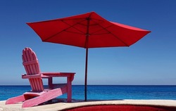 Chair Facing The Caribbean Of Isla Cozumel