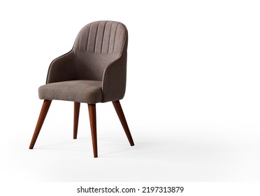 chair isolated on white background . wooden and fabric furniture .