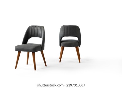 chair isolated on white background . wooden and fabric furniture . different angle
