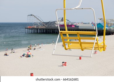 Chair Lift And Beach At Seaside Heights, New Jersey