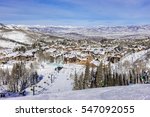 A chair lift brings skiers to top of ski slopes of  Deer Valley Ski Resort, near Park City and The Canyons.  Host to the 2002 Winter Olympics, this mountain is a short drive from Salt Lake City..