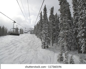 Chair Lift On The Ski Slopes In Vail, Colorado