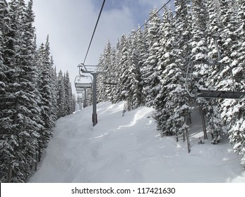 Chair Lift On The Ski Slopes In Vail, Colorado