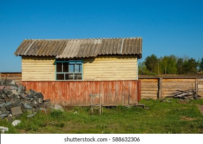 Chair Near Window In Cabin, Tacky Country Old Wooden Small House, Roof