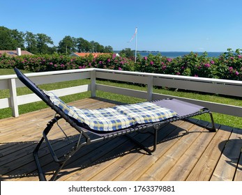 A Chair On A Terrace With A View On Baltic Sea.