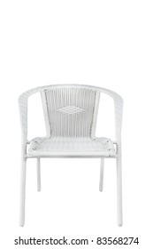 Chair, Plastic Wicker White Chair