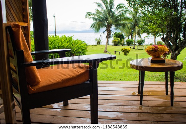 Chair Small Table On Deck Fiji Stock Photo Edit Now 1186548835