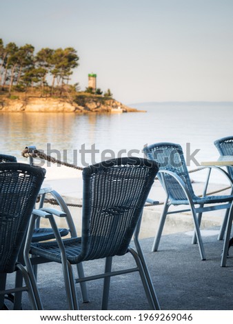Chair and table at a beachbar on Rab Croatia