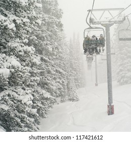 Chairlift On A Ski Slope In Vail, Colorado