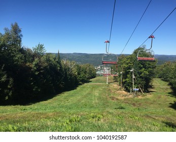 Chairlift View In The Mont Saint-Sauveur Ski Resort. Quebec, Canada.