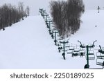 The chairlifts in Northern Michigan on a local ski slope on a winter