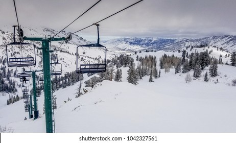 Chairlifts At The Powder Mountain Ski Resort In Utah