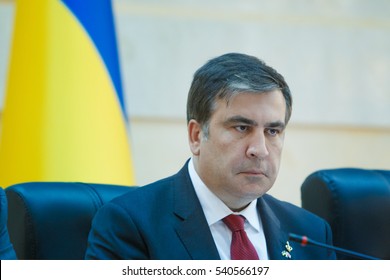 Chairman of the Odessa Regional State Administration and former president of Georgia Mikhail Saakashvili speaks from the podium at Odessa. 2015.07.08.